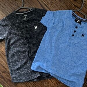 Hurley boys button up shirt. Blue and grey